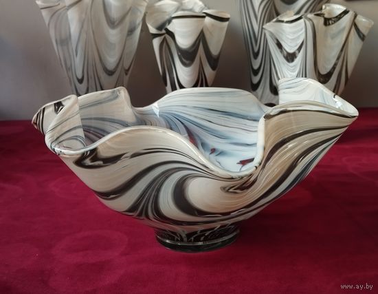 Ваза фруктовница Нить Федаркова, высота  13 см. БССР