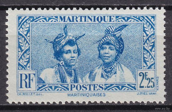 21.FrK. Франция. Колонии. Мартиника. Местные мотивы. 1939 г. 2,25 Fr. Mi.#185.
