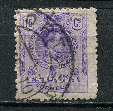 Испания (Королевство) - 1909/1919 - Король Испании Альфонсо XIII - 15C - [Mi.234A] - 1 марка. Гашеная.  (Лот 27Fv)-T25P32