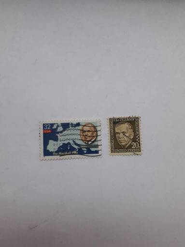 Марки США лауреат Нобелевской премии Мира Д. Маршалл 1953