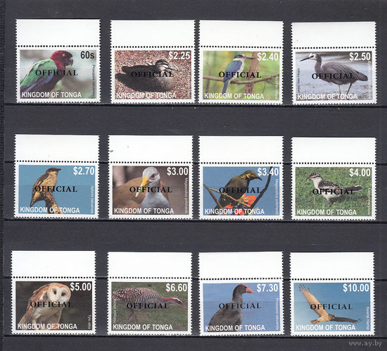 Фауна. Птицы. Тонга. 2014. 12 марок с надпечатками. Michel N 1754-1763 (72,7 е)