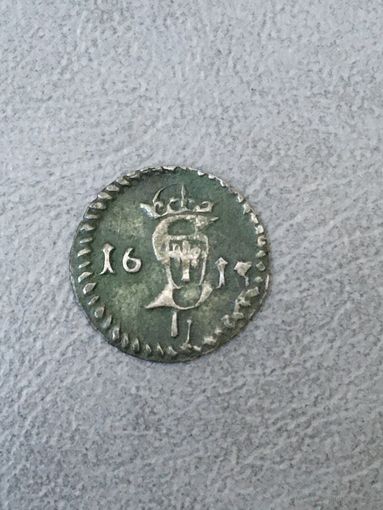 Двойной денарий 1613, рельеф..