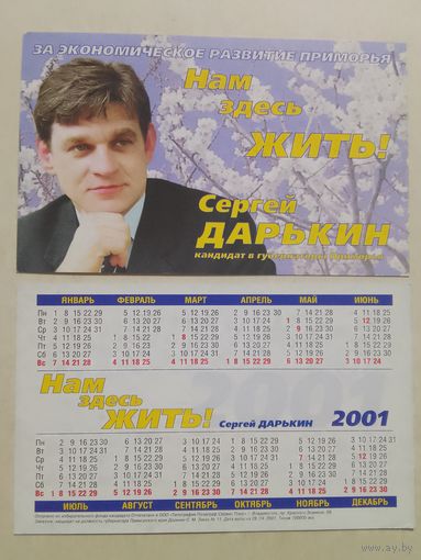 Карманный календарик. Выборы. 2001 год