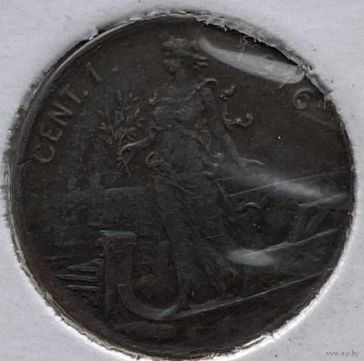 Италия 1 чентезимо 1916 г. В холдере