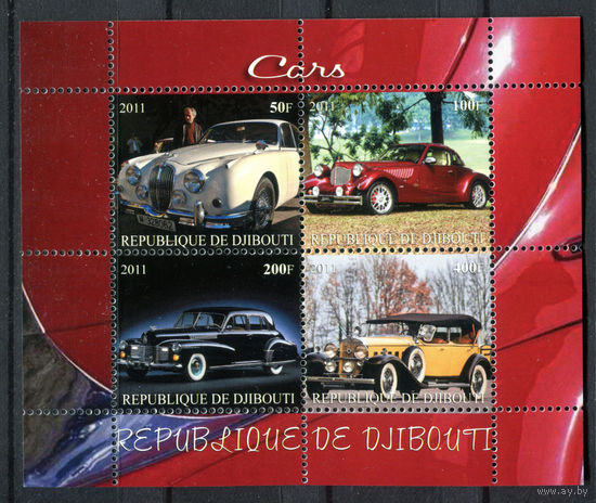 Джибути - 2011г. - Ретро автомобили - MNH - 1 малый лист