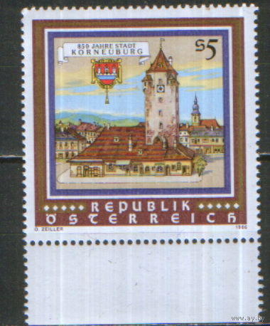 Полная серия из 1 марки 1986г. Австрия "850 лет городу Корнойбург" MNH