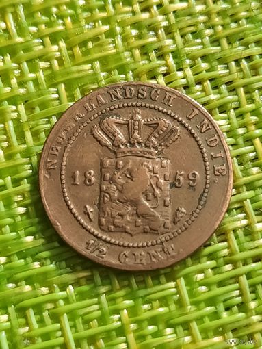 Нидерландская индия 1 / 2 сантима 1859 г