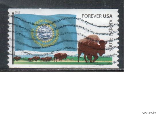 США-2011 (Мих.4745) , гаш. ,  Флаги, Штатов, Южная Дакота,  Фауна,