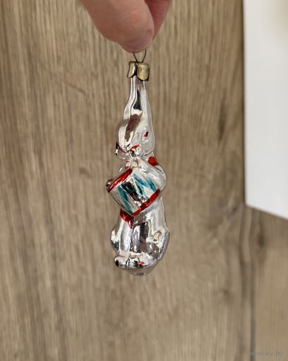 Елочная игрушка заяц с барабаном каталог АМАЛЬГАМА редкость СССР