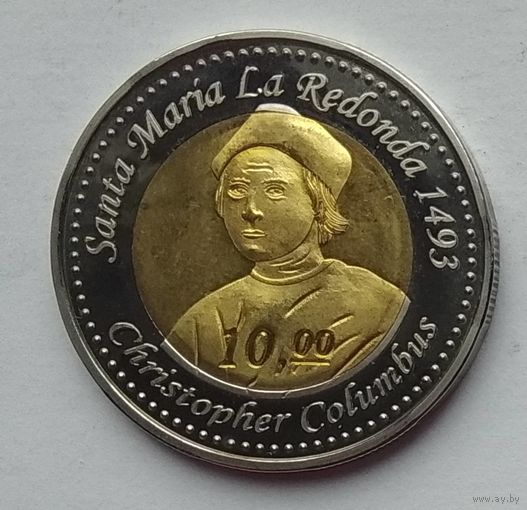 Редонда 10 долларов 2009 г. Христофор Колумб