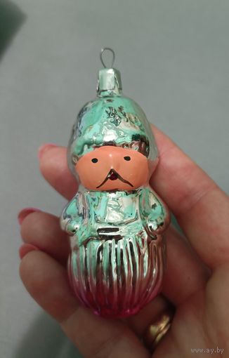 Ёлочная игрушка, стекло, казачек