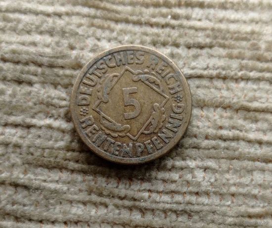 Werty71 Германия 5 рентенпфеннигов 1924 F пфеннигов Веймар