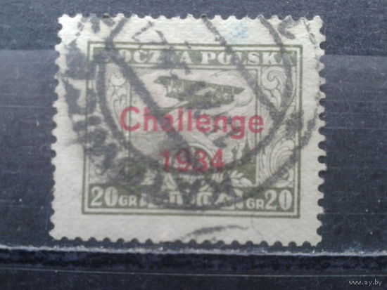 Польша, 1934. Стандарт, авиапочта, надпечатка (Mi-289). Mi-15,0 евро гаш.