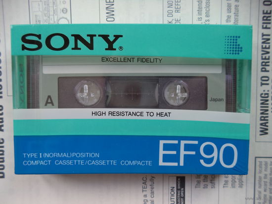 Аудиокассета SONY EF90, JAPAN, ИЗ БЛОКА, доимпровед NO IMPROVED самая первая версия 1984г. в коллекцию.