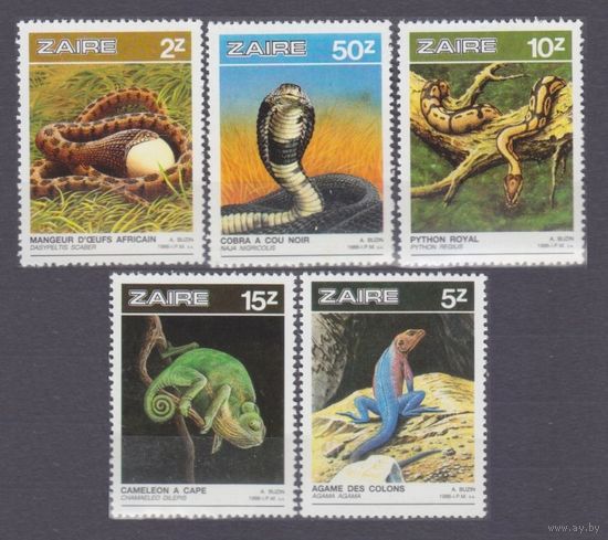 1987 Заир 939-942,944 Рептилии/змеи 4,70 евро