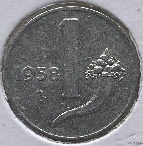 Италия 1 лира 1958 г. В холдере