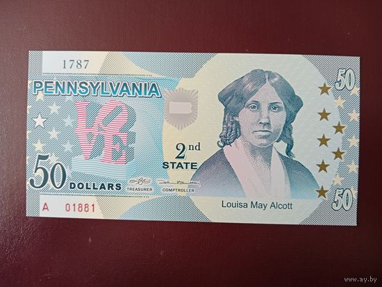 Штат Пенсильвания 50 долларов UNC