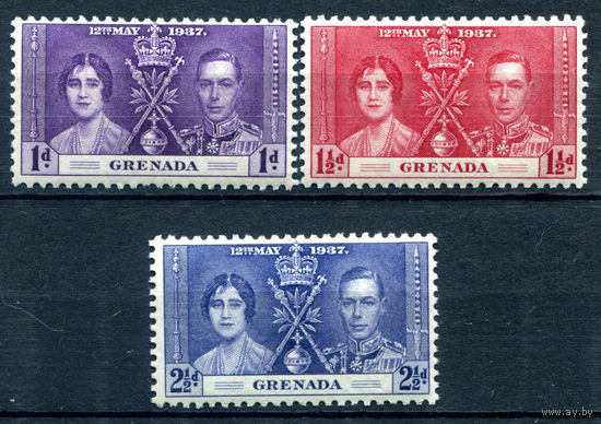 Британские колонии - Гренада - 1937г. - коронация короля Георга VI и королевы Елизаветы - 3 марки - полная серия, MLH [Mi 120-122]. #2-Bc-46-A-1