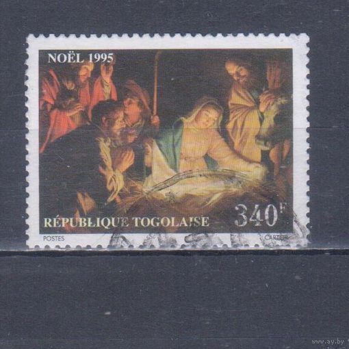 [262] Того 1995. Культура.Искусство. Живопись.Рождество. Концовка серии.Гашеная марка.