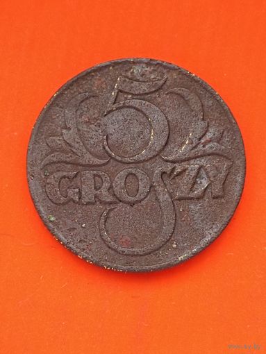 Польша II Республика(1919-1939) 5 грошей 1923г.(10), без мц.