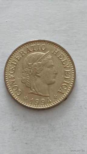 Швейцария. 5  раппен 1994 года.