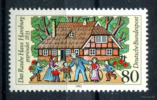 Германия (ФРГ) - 1983г. - "Грубый дом" Иоганн Хинрих Вихерн - полная серия, MNH с дефектом клея [Mi 1186] - 1 марка