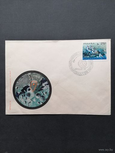 Польша 1971 КПД с маркой из блока Mi.48 "Американский космический корабль "Апполон 15"" (гашение с клеем) Mi.2123 каталог 1.20 евро