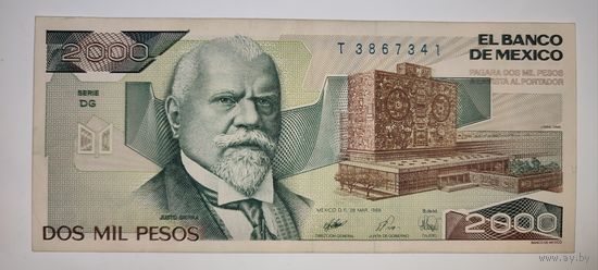 Мексика 2000 песо 1989