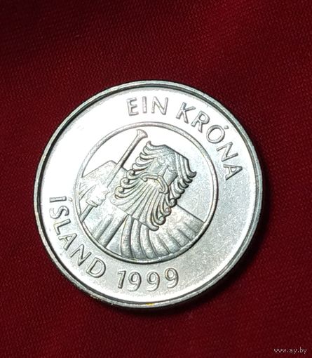 Исландия. 1 крона 1992