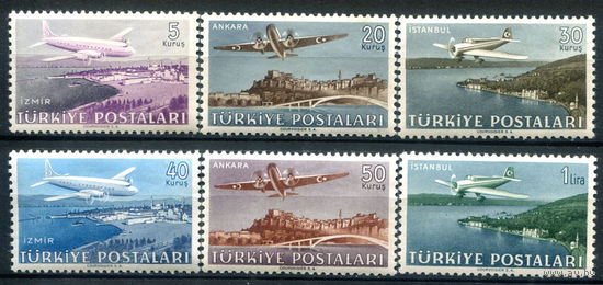 Турция - 1949г. - авиация, самолёты, авиапочта - 6 марок - полная серия, MNH [Mi 1225-1230]. #4-W2-124-A-1