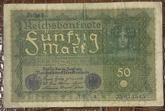 Банкнота 50 марок 1919 год. Веймарская республика.