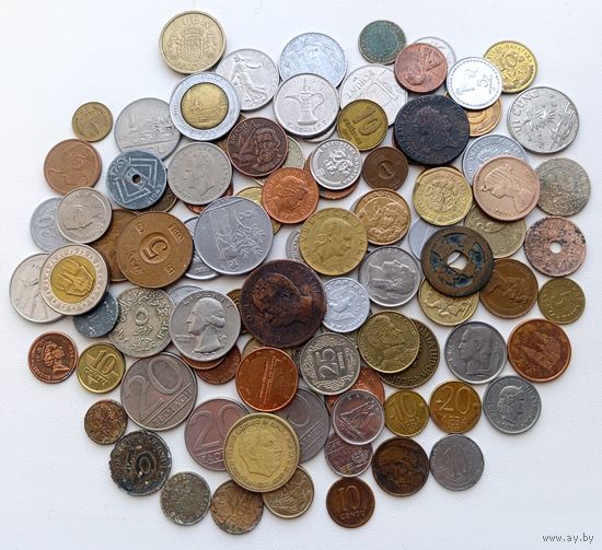 Интересный Лот монет мира 100шт(+-1 )монета мира без повторов СССР Украины и РФ+бонус.С 1 рубля!3 дня! Распродажа!