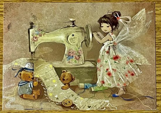 Посткроссинг. Открытка подписана с маркой. Прошла почту. Художница Екатерина Бабок