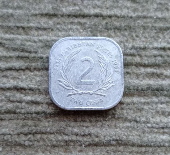 Werty71 Карибские острова 2 цента 1993 Елизавета 2 Карибы