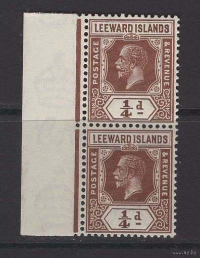 1921 Подветренные острова ** Георг V, сцепка 2 марки (SG 58) с левым полем, Водяной знак Mult Script CA