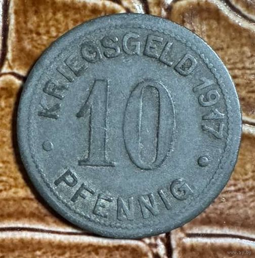 Монета 10 пфеннигов 1917 год. Ботроп. Веймарская республика.