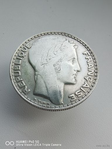 Монета 20 франков 1933 года Франция серебро стопроцентный оригинал самая, привлекательная цена трёхдневный аукцион