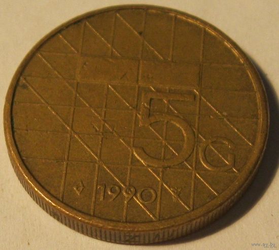 Нидерланды 5 гульденов 1990
