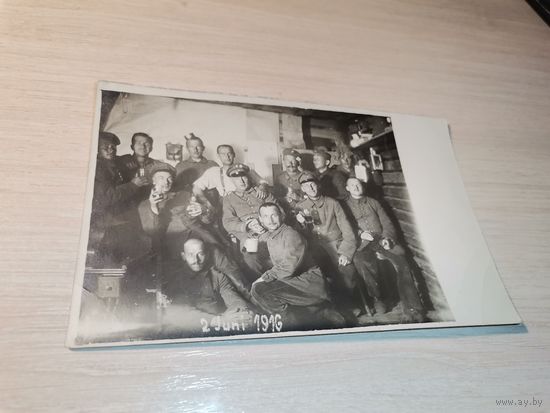 Военнослужащие пьют чай в униформе Германской Империи времён ПВМ, размер 14*9 см.