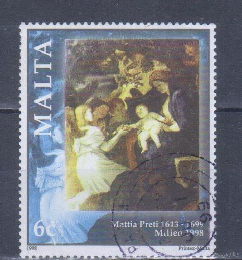 [1530] Мальта 1998. Искусство.Живопись.Рождество. Гашеная марка.