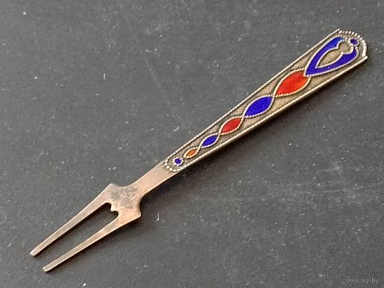 Вилочка для лимона серебро пр. 875 эмаль СССР