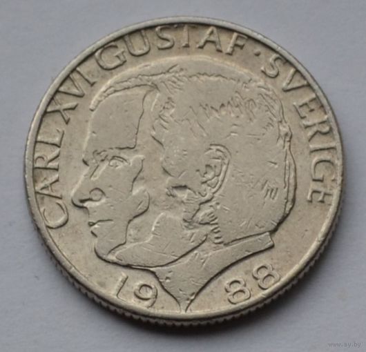 Швеция, 1 крона 1988 г.