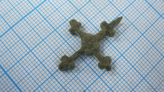 Крестик старинный, нательный. Бронза, литье.