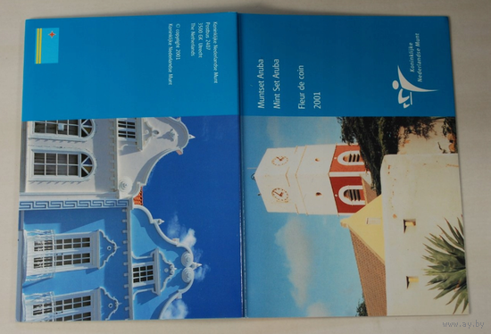 Аруба годовой набор 5+10+25+50 центов 1+2,5 гульдена + жетон 2001 год, UNC.