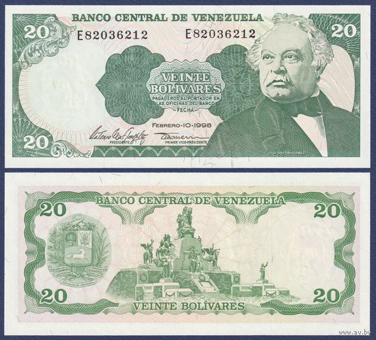 Венесуэла, 20 боливаров 1998 г., P-63f, UNC