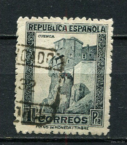 Испания (Республика II) - 1932/1938 - Архитектура 1Pta - (есть тонкое место) - [Mi.627A] - 1 марка. Гашеная.  (Лот 34Fz)-T25P38