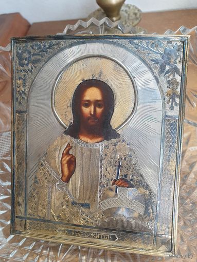 Икона Исус вседержитель , серебро 84 пробы, с рубля
