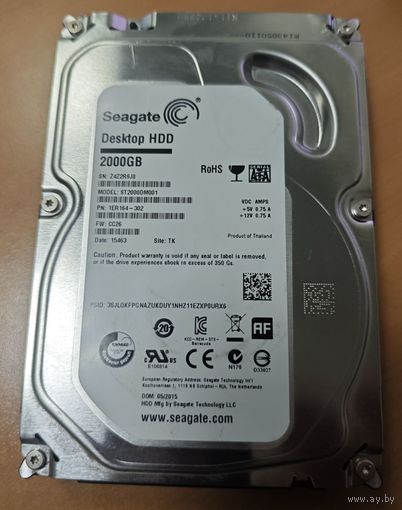 Жесткий диск Seagate. 2000GB. Проверен, рабочий. Без bad