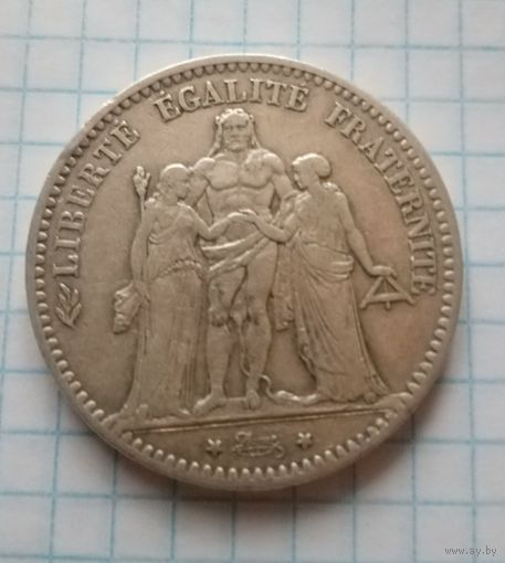 Франция 5 франков 1876г