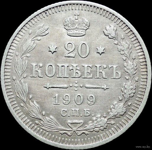 20 копеек 1909, Отличная! С 1 Рубля!